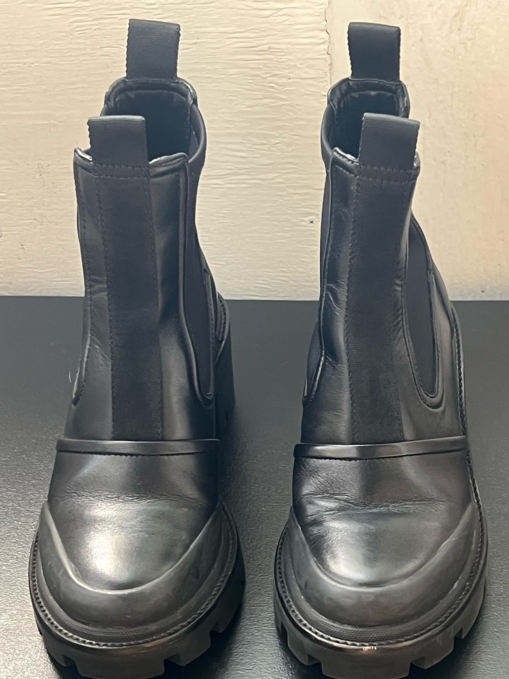 Tory Burch Black Leather Lug Sole Chelsea Boots